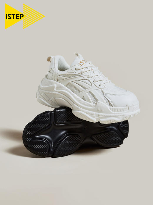 iSTEP女士老爹鞋厚底增高日常休闲女鞋复古做旧透气运动女鞋 商品图1