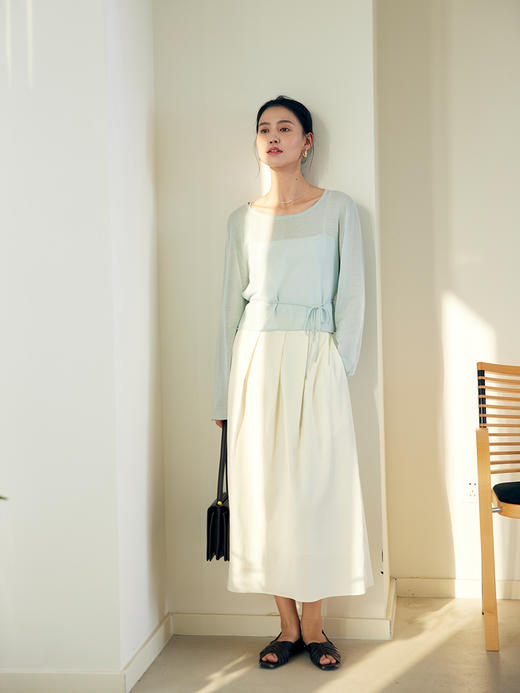 HeyDress法式缎面半身裙女夏季高腰伞摆设计感半裙气质垂感裙子 商品图1