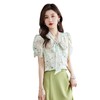 夏装时尚，V领碎花飘带气质雪纺短袖上衣YZ-8586 商品缩略图4