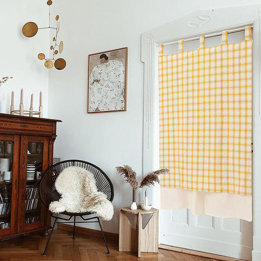 格纹门帘布艺隔断门帘厨房卧室入户适用 商品图1