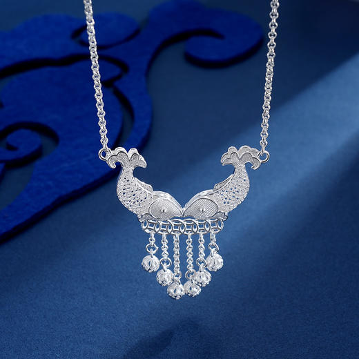 子佩集S990银【天作之合】套链项链【MXTL001】花丝双鱼多流苏2307 商品图1