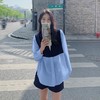 设计感拼接轻薄天丝长袖防晒小西装短裤两件套夏季新款时尚套装女 商品缩略图3