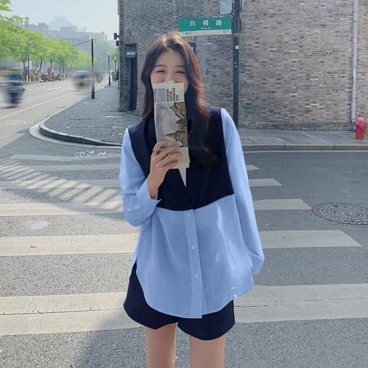 设计感拼接轻薄天丝长袖防晒小西装短裤两件套夏季新款时尚套装女 商品图3