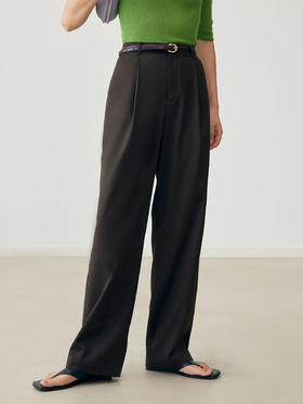 HeyDress窄版阔腿裤女春秋法式高腰休闲裤宽松直筒拖地裤百搭长裤