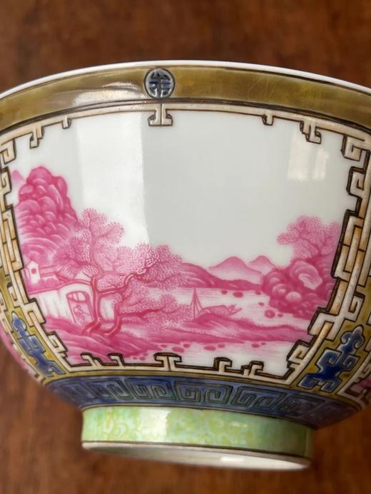 瓷胎胭脂红绘山水图珐琅彩碗，顺丰包邮 商品图6