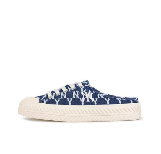 MLB官方男女情侣半拖复古老花帆布鞋黑色增高休闲潮夏季 商品图4