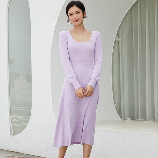 东黎 • 丝绒款女士春夏季U型领气质修身连衣裙 3063 商品图2