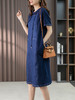 YX【现货7天】气质拼接牛仔连衣裙女中长款2023夏季新款韩版宽松休闲直筒裙 商品缩略图2