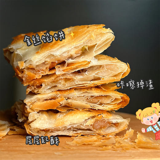 【地道风味丨千层金丝酥肉馅饼500g*3袋】外酥里嫩，层层起酥，咔嚓掉渣，酥脆皮薄，汁多馅厚，回味无穷，用心选好料 商品图1