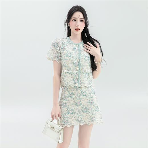 【非质量问题不支持退换】张心子【花间集】宫廷风刺绣水溶蕾丝套装女2023夏季小香风两件套 U2307001 商品图2