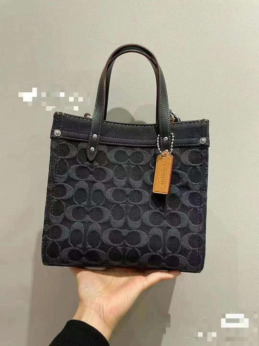 🇺🇸1998包邮！Coach精品店香布蕾Field tote 22 ，黑色logo➕全皮拼接，经典又高级！ 商品图0