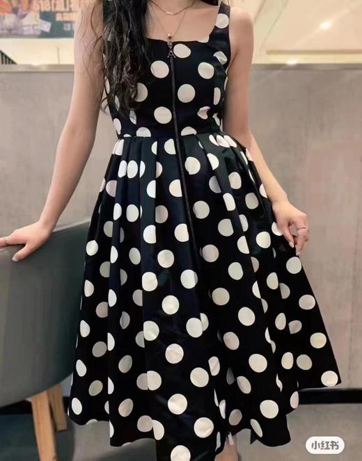 南二阿玛施拉链复古波点无袖吊带连衣裙5500446 商品图1