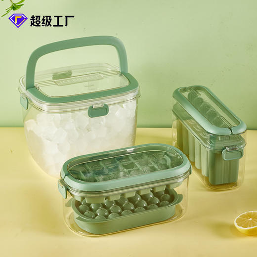 「制冰储冰两用」冰格冰块模具 按压硅胶冰格冰球塑料手提制冰盒大容量冰箱冻冰块盒餐饮用具 商品图0