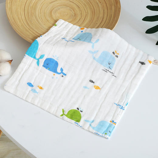 【10条装 六层全棉纱布小方巾】高密纯棉泡泡纱方巾六层水洗小手帕吸水毛巾印花批发婴儿童口水巾 商品图13