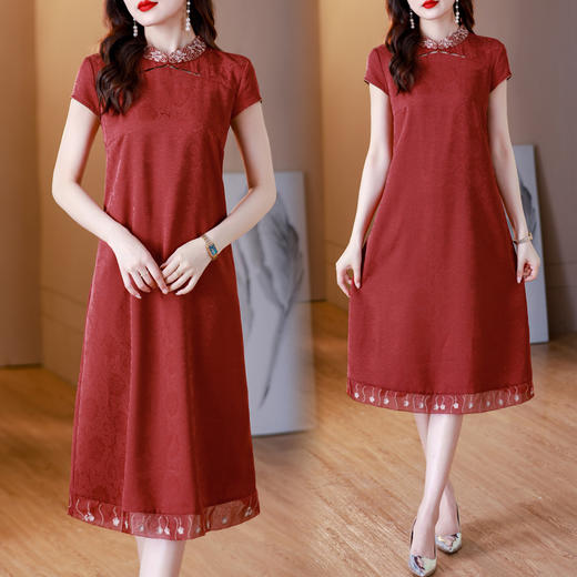 喜婆婆婚宴装旗袍礼服裙，气质优雅显瘦连衣裙AHM-blx9518 商品图2