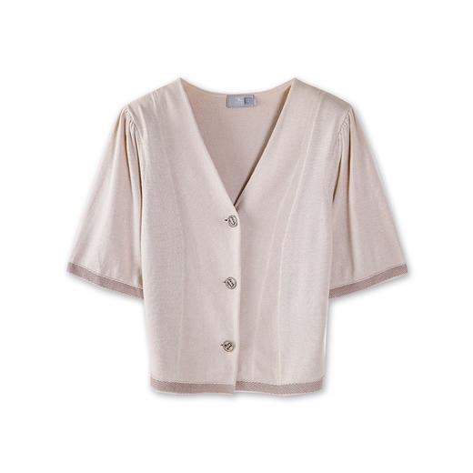 东黎 • 丝绒款女士小香风翻领半袖开衫上衣时尚短款复古名媛风 3074 商品图1