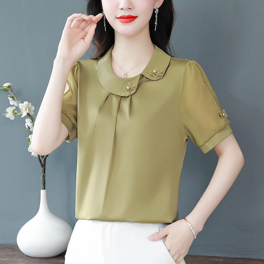 减龄时尚，雪纺衬衫短袖衬衣妈妈洋气小衫SDJ38786819 商品图5