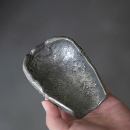 乾茂號造|“灵鹿衔芝”石纹锔钉锡茶则  纯锡茶则茶道配件 商品图3