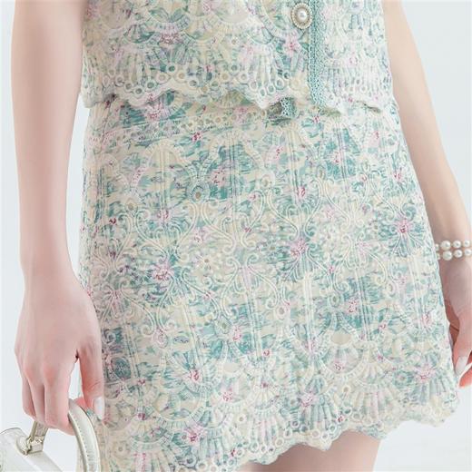 【非质量问题不支持退换】张心子【花间集】宫廷风刺绣水溶蕾丝套装女2023夏季小香风两件套 U2307001 商品图1