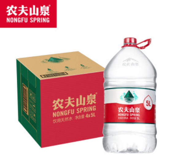 农夫山泉 饮用水 饮用天然水5L*4桶 整箱装 桶装水