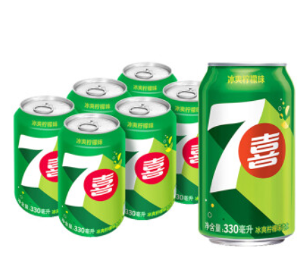 百事可乐7喜 七喜7up 柠檬味 碳酸饮料 330ml*6听 百事出品
