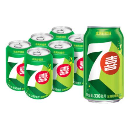 百事可乐7喜 七喜7up 柠檬味 碳酸饮料 330ml*6听 百事出品 商品图0