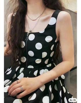 南二阿玛施拉链复古波点无袖吊带连衣裙5500446