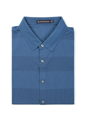 【商场同款  1件/159  2件/259】占姆士男士时尚休闲暗大条短袖POLO衫 一款两色  灰兰和深绿