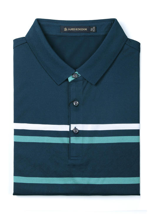 【1件/159   2件/259】  占姆士男士含桑蚕丝条纹短袖POLO衫 一款两色  上青&深绿 商品图6