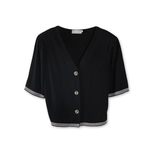 东黎 • 丝绒款女士小香风翻领半袖开衫上衣时尚短款复古名媛风 3074 商品图2