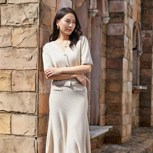 东黎 • 丝绒款女士小香风翻领半袖开衫上衣时尚短款复古名媛风 3074 商品图3