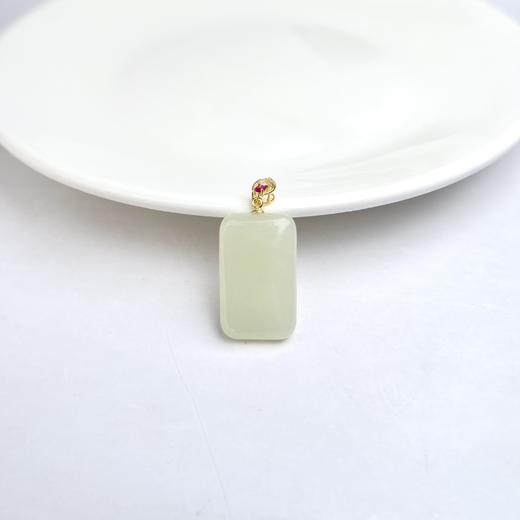 S925和田玉吊坠-晴水无事牌 商品图0