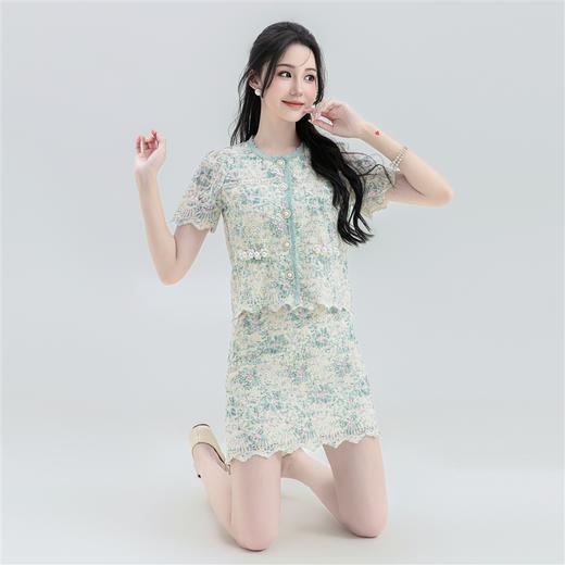 【非质量问题不支持退换】张心子【花间集】宫廷风刺绣水溶蕾丝套装女2023夏季小香风两件套 U2307001 商品图3