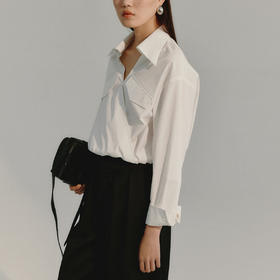 LIYIHAN 短款褶皱衬衫 Y233C03101