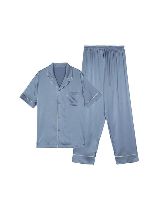 【3F】安莉芳桑蚕丝薄款睡衣套装男短袖长裤家居服ELM0579 商品图0