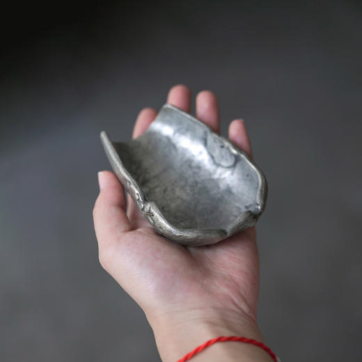 乾茂號造|“灵鹿衔芝”石纹锔钉锡茶则  纯锡茶则茶道配件 商品图6