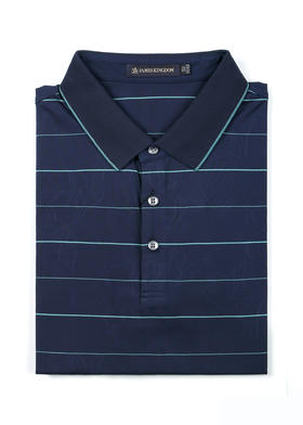 【商场同款  1件/159 2件/259】  占姆士男士翻领时尚细条纹带暗纹花短袖POLO衫 一款3色  灰兰&墨绿&上青