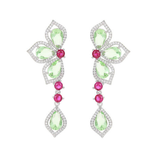 s925银针轻奢感花朵耳饰品水滴锆石花瓣耳环LY 商品图4