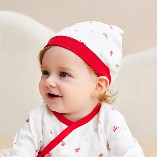英氏[锦鲤两件装]胎帽婴儿帽子宝宝印花休闲保暖圆顶 商品图1
