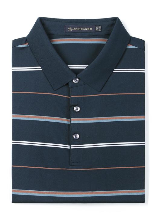 【2件/259】占姆士男士含桑蚕丝高级感条纹翻领短袖POLO衫  一款三色  墨绿&灰兰&宝蓝 商品图3