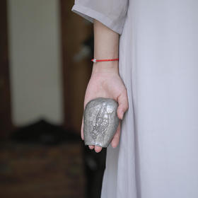 乾茂號造|“灵鹿衔芝”石纹锔钉锡茶则  纯锡茶则茶道配件