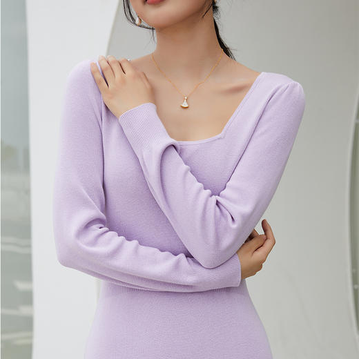 东黎 • 丝绒款女士春夏季U型领气质修身连衣裙 3063 商品图1