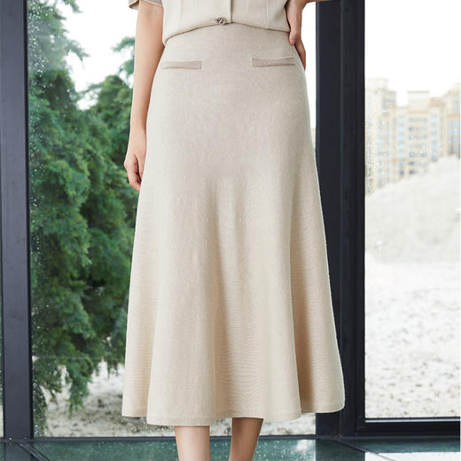 东黎 • 丝绒款女士夏季针织显瘦气质a型纯色优雅半身裙 3075 商品图1