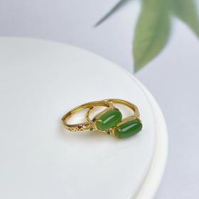 S925碧玉戒指-四爪小马鞍