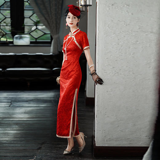 老上海复古国风长款提花旗袍GX319158 商品图5