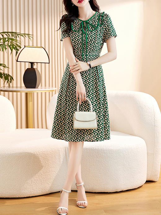 HR-WW23169夏季新款格纹连衣裙女2023年时尚休闲收腰显瘦小个子气质通勤裙子 商品图1