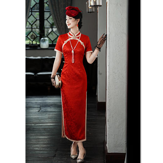 老上海复古国风长款提花旗袍GX319158 商品图4