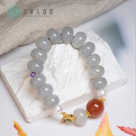 烟紫算盘珠单圈-珍珠玛瑙配珠14mm左右