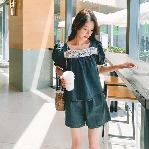 2023夏季牛仔裤子短袖t恤时尚套装小香风牛仔套装女装中式两件套 商品图3