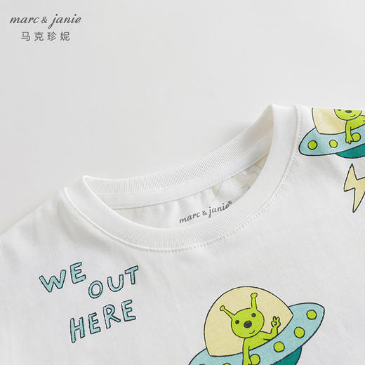 马克珍妮宝宝秋装新款 男童外星人涂鸦纯棉长袖T恤儿童上衣231392 商品图2